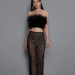 Bronx and Banco Afiya Ostrich Feather Top in Noir